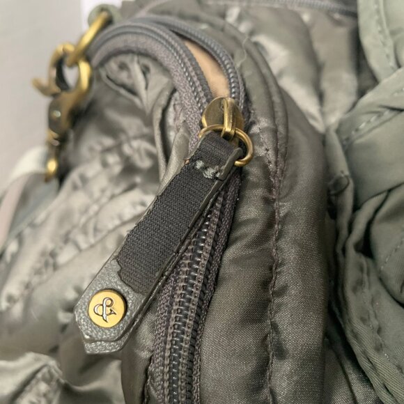 Timi & Leslie Marie Antoinette Silver Nylon Quilted Baby Diaper Bag - Size Large - Picture 8 of 16